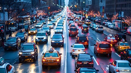 City Traffic Jam: Stressful and Slow Transportation.
