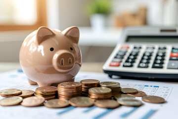 Personal Finance and Savings Concept with Piggy Bank