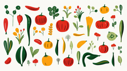 Obraz premium fresh produce and vegetables on white background