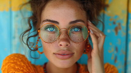 beautiful woman wearing eyeglasses