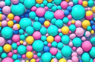 Fototapeta premium Flat lay of many abstract inflatable bubbly 3d curves and lines, pastel colors.