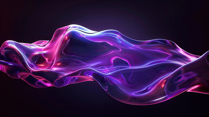 Fototapeta premium Bold holographic liquid blob shape isolated on black background striking futuristic design vibrant colors digital art modern technology sleek and shiny effect eye-catching visual 