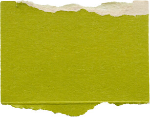 piece of green paper tear isolated on white background