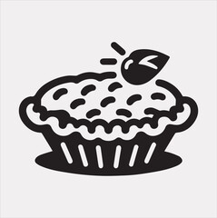 Pie icon silhouette vector on a white background