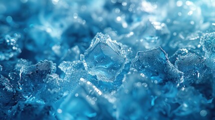 seamless pattern with cracked blue ice texture in winter on frozen background