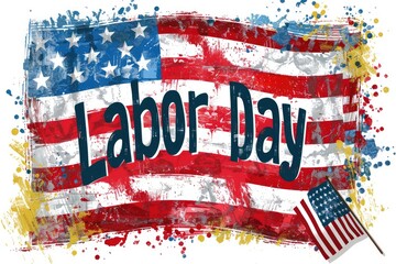 Patriotic image celebrating Labor Day with an American flag and message.