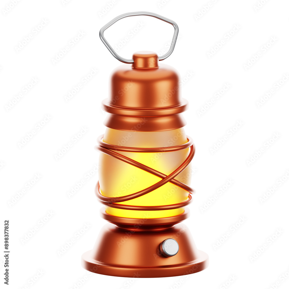 Poster 3d rendering camping icon concept. 3d render lantern