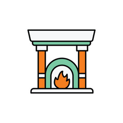 Fireplace icon design with white background stock illustration