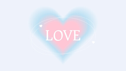 Y2k love background. Abstract blue gradient heart bg template. Cute trendy valentine day typography. Romantic card banner with dreamy aura and geometric line modern aesthetic. Pastel header cover