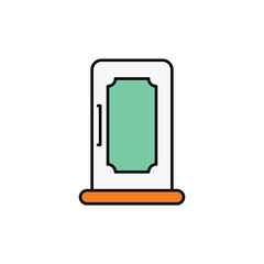 Single Door icon design with white background stock illustration