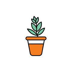 Plant Pot icon design with white background stock illustration