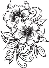 Fototapeta premium Flowers Coloring Silhouettes black and white vector illustration Free Download