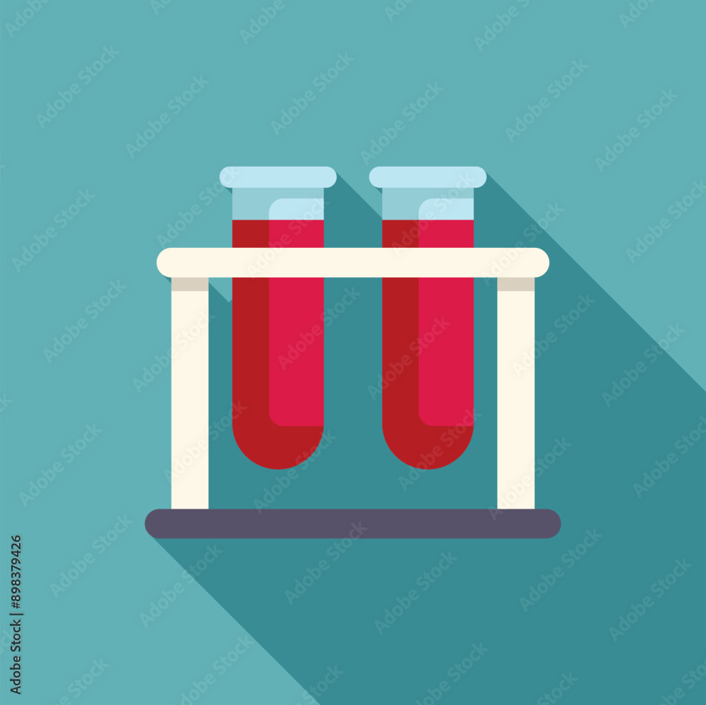 Sticker Medical test tubes with blood sample being held in a test tube rack