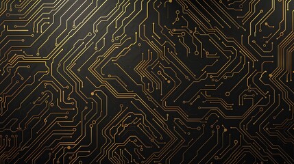 Fototapeta premium Golden printed circuit board forming a technological background