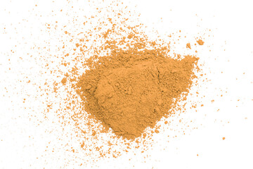 Orange powder isolated on transparent background.