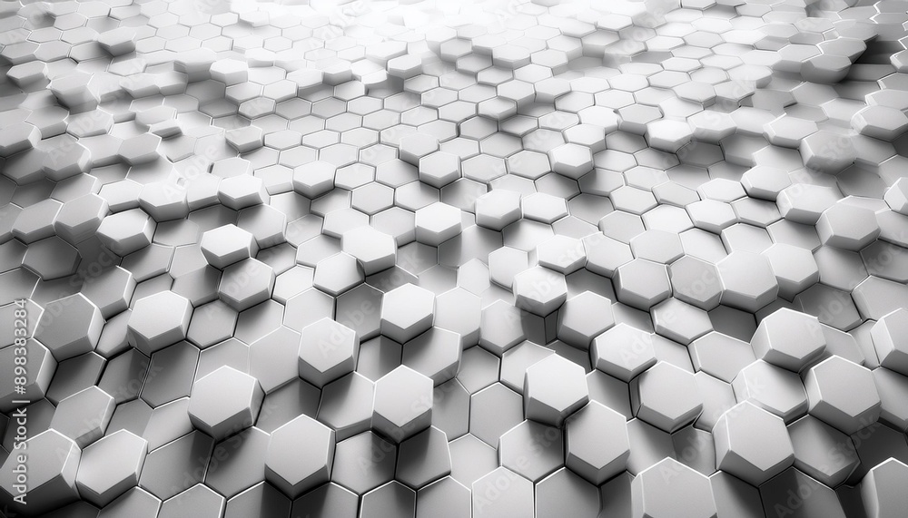 Wall mural random shifted white honeycomb hexagon background wallpaper banner pattern with copy space