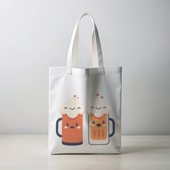 Obraz premium white fabric shopping bag mockup with print on a light background