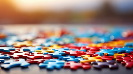 Fototapeta premium Puzzle Pieces with Blurred Background