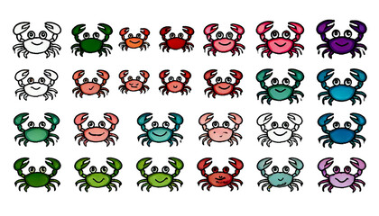 Obraz premium Happy Cartoon Crabs Set