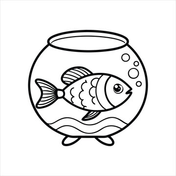 recommend clip art: cute fish swimming vector line art