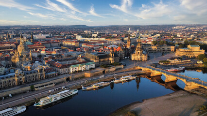 Skyline of Dresden with the river Elbe