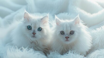 Fluffy white Persian cats adorable mammalian pets