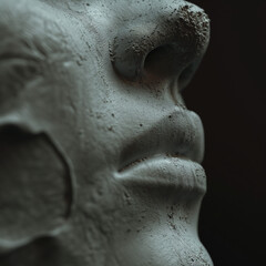 Detailed photo of a part of a girl's sculpture face