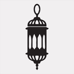 Ramadan lanterns silhouette simple and clean flat line art lamp on white background