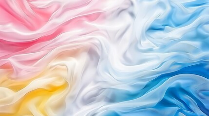 Obraz premium Smooth elegant blue pink yellow gradient chiffon fabric creating abstract background