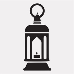Ramadan lanterns silhouette simple and clean flat line art lamp on white background