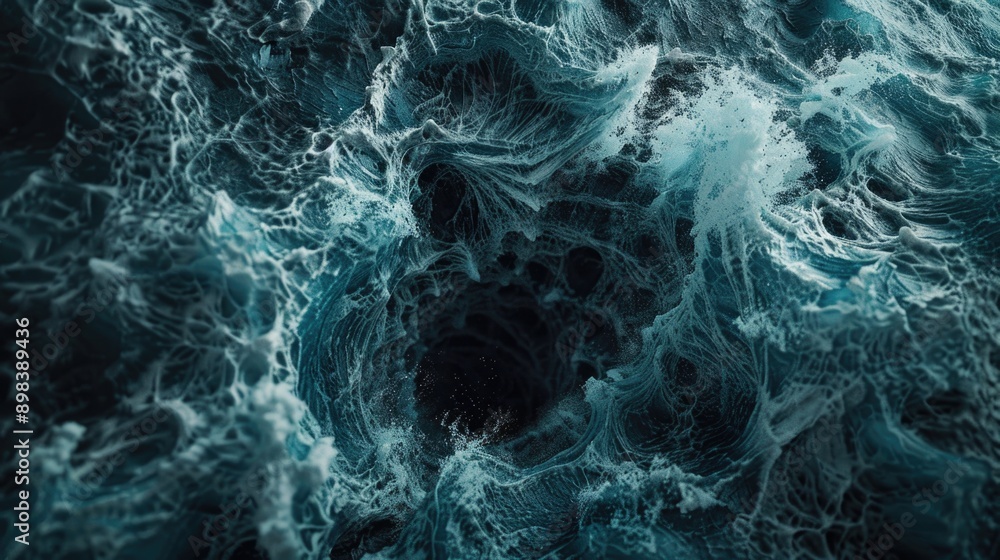 Poster vibrant, powerful ocean waves captured in a dynamic and abstract style.