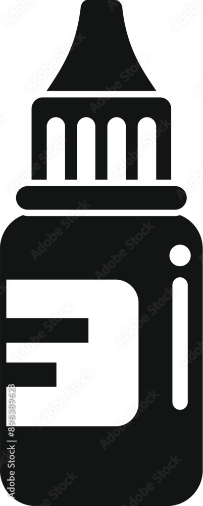 Aufkleber simple black and white icon of an ink bottle with a thin spout for precise application