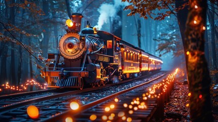 Obraz premium Ghost train ride, spooky journey