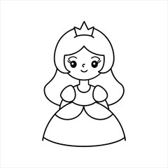 Cute princess coloring page line art vector