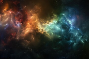 Naklejka premium Nebulous clouds of colorful gases forming new stars, Ai generated