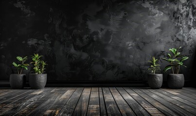 black wall with floor to present product background