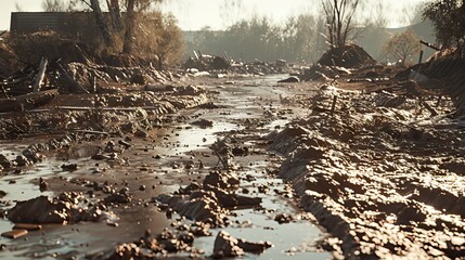 natural disasters global storms with heavy winds and flooded streets, in cities around the world. AI generated illustration