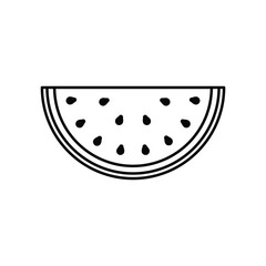 Slice of watermelon line icon isolated on white background. Summer fruit. Vector illustration.