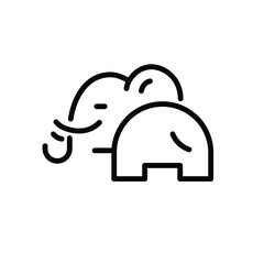 Simple and minimal elephant line art logo illustration. Modern vector line icon isolated on white background.