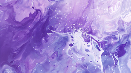A lavender background with abstract paint splatters in lavender and purple tones.