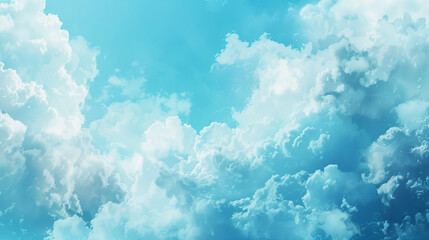 A sky blue background with cloud shapes in sky blue and white tones.


