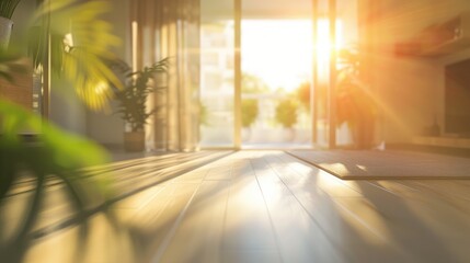 Blurred interior image with sunlight for background use