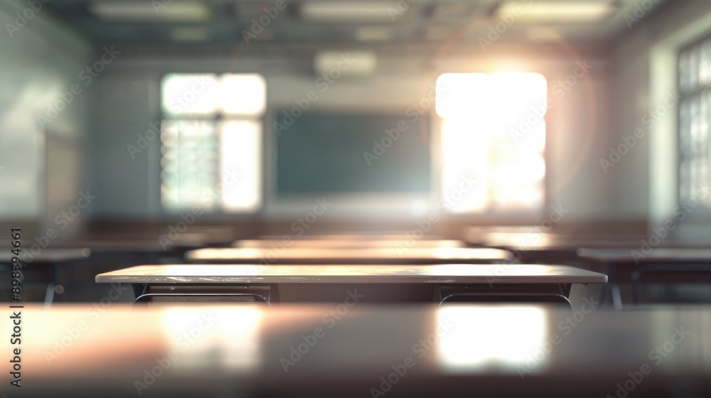 Poster blurred background of an empty classroom