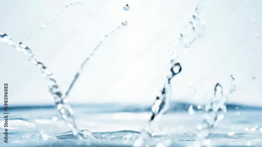 Aufkleber a drop of water falls creating splashes and waves against a light background. concept: refreshment a