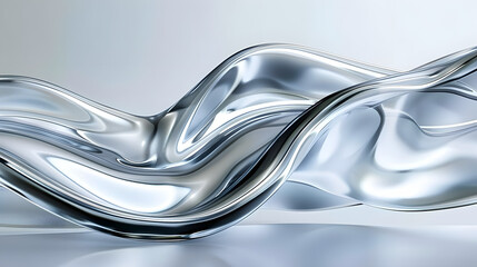 abstract silver wave chrome banner platinum copy space metal motion grey liquid white gradient glow shiny material smooth motion abstract design for copy space text