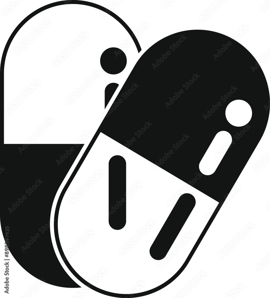 Wall mural simple icon representing a drug capsule, symbolizing medication and healthcare