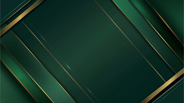 Dark emerald green background with metallic texture and gold lines, metal plate