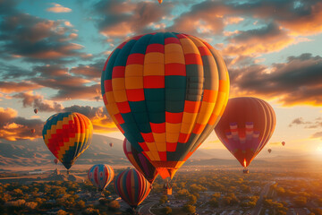 Obraz premium Capturing the breathtaking spectacle of hot air balloons at the Albuquerque International Balloon Fiesta in September 
