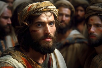 Obraz premium Biblical story, Jesus Walking on Water