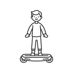 A Boy Riding a Hoverboard with a Smiling Face
